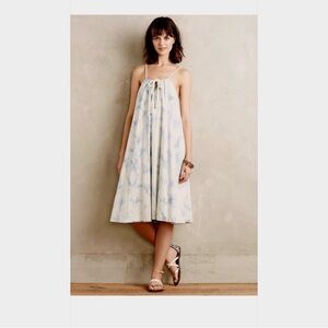 Anthropologie Holding Horses Light-Wash Denim Halter Chambray Swing Dress